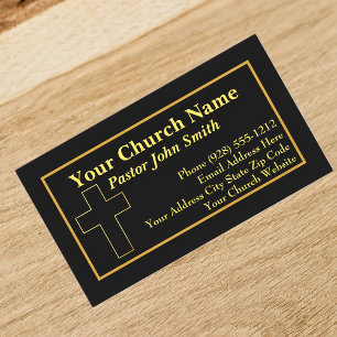 Simple Church Pastor Gold Cross Business Cards