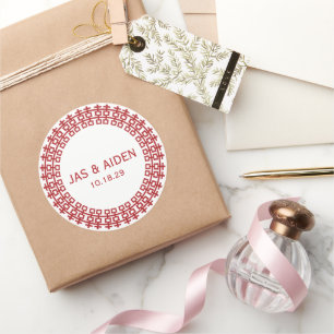 Simple Circle Double Happiness Chinese Wedding Classic Round Sticker