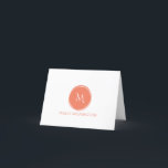 Simple Circle Monogram Coral Folded Note Cards<br><div class="desc">This note card design features a simple circle with a monogram in coral. Click the customise button if you would like to move/scale the images and further modify the text! Variations of this design, additional colours, as well as coordinating products are available in our shop, zazzle.com/store/doodlelulu. Contact us if you...</div>