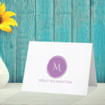 Simple Circle Monogram Lavender Folded Note Cards<br><div class="desc">This note card design features a simple circle with a monogram in lavender. Click the customise button if you would like to move/scale the images and further modify the text! Variations of this design, additional colours, as well as coordinating products are available in our shop, zazzle.com/store/doodlelulu. Contact us if you...</div>