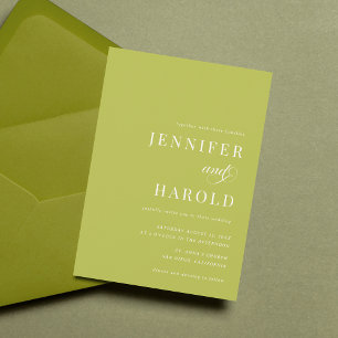 Simple Citrus Green Minimalist All in One Wedding Invitation