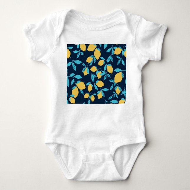 Simple citrus: lemons on blue. baby bodysuit (Front)