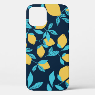 Simple citrus: lemons on blue. iPhone 12 case