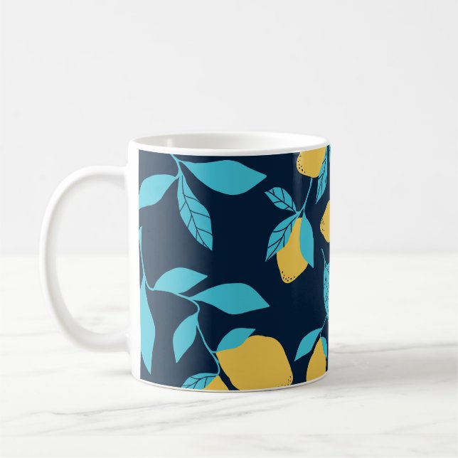 Simple citrus: lemons on blue. coffee mug (Left)