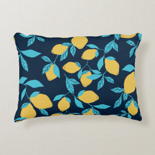 Simple citrus: lemons on blue. decorative cushion
