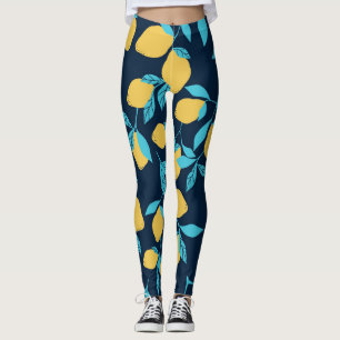 Simple citrus: lemons on blue. leggings