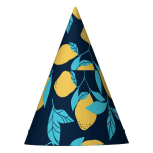 Simple citrus: lemons on blue. party hat
