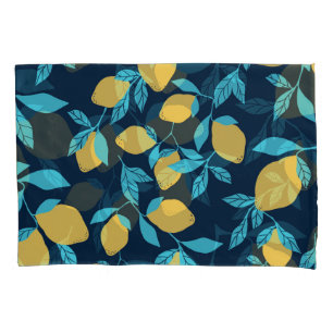 Simple citrus: lemons on blue. pillowcase