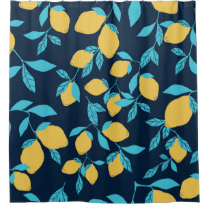 Simple citrus: lemons on blue. shower curtain