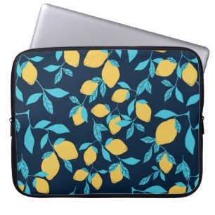 Simple citrus pattern. ripe lemons and bright leav laptop sleeve
