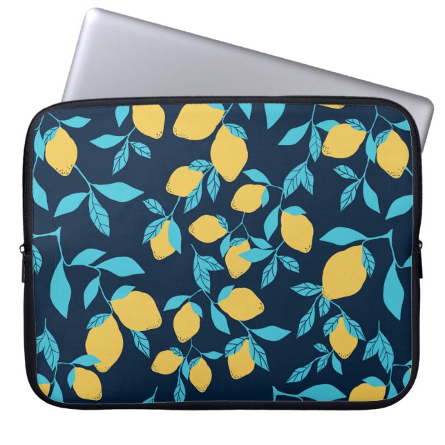 Simple citrus pattern. ripe lemons and bright leav laptop sleeve (Front)