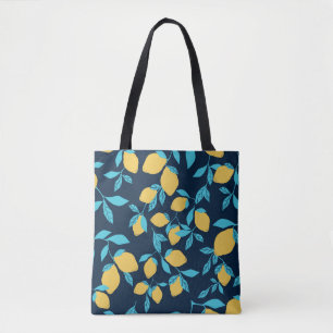 Simple citrus pattern. ripe lemons and bright leav tote bag