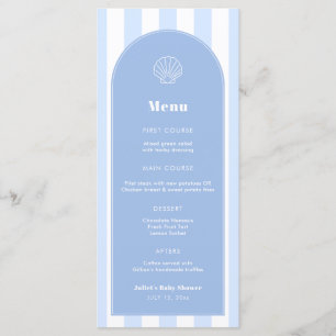 Simple Clam Shell Blue And White Coastal Wedding Menu