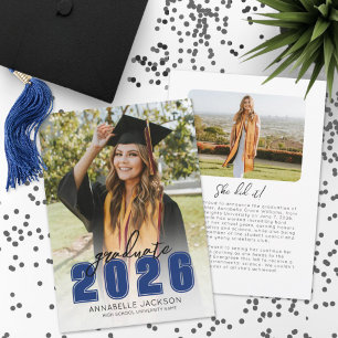 Simple Class 2025 Graduate Photo Blue Graduation Announcement