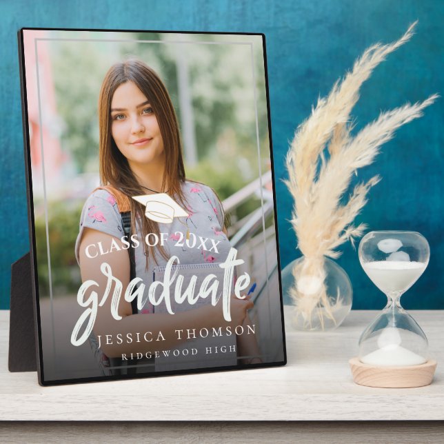 Simple Class Of 2022 Photo Graduation Announcement Plaque (Side)