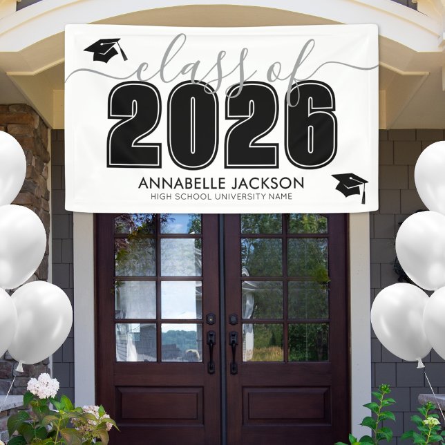 Simple Class Of 2025 Black White Graduation Party Banner (Simple Class Of 2025 Black White Graduation Party Banner)