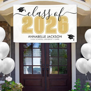 Simple Class Of 2025 Gold Graduation Party Banner