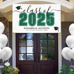 Simple Class Of 2025 Green Graduation Party Banner