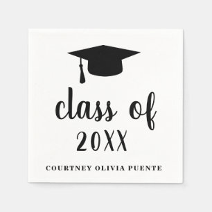 Simple Class Of Mortar Board Modern Graduation Napkin