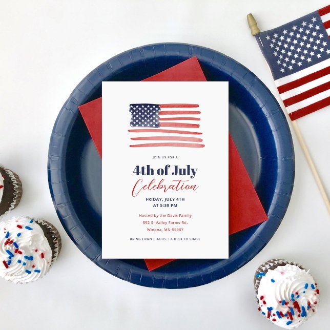 Simple Classic American Flag 4th of July Party Invitation (Creator Uploaded)