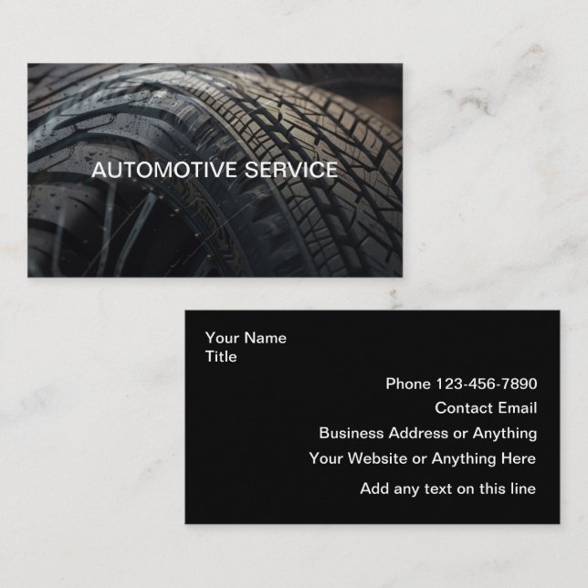 Simple Classic Automotive Service  Business Card (Front/Back)