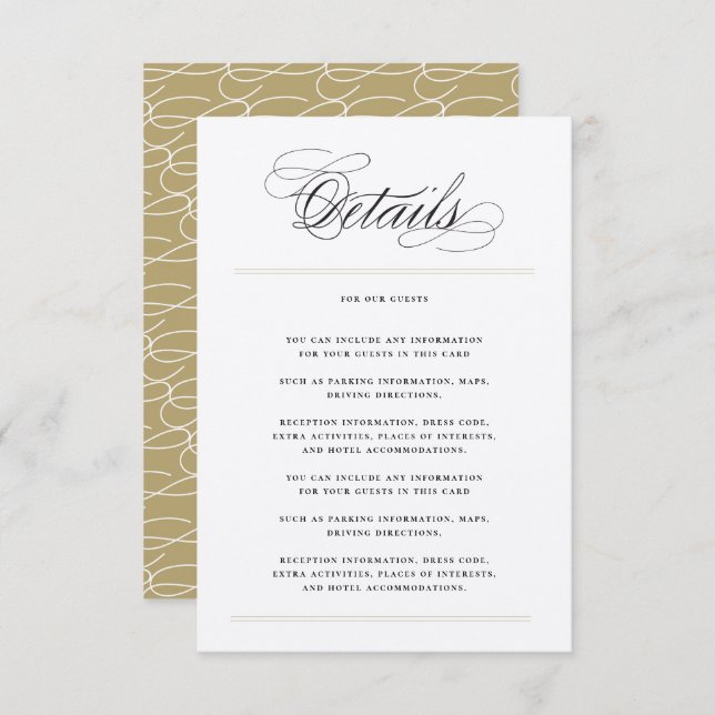 Simple Classic Bars Minimalist Wedding Details Invitation (Front/Back)