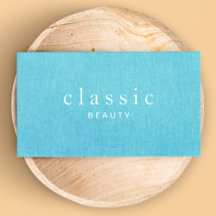 Simple & Classic Beauty Turquoise Blue Linen Look Business Card