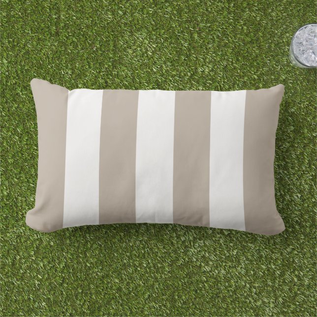 Simple Classic Beige Cabana Stripes Lumbar Cushion (Grass)