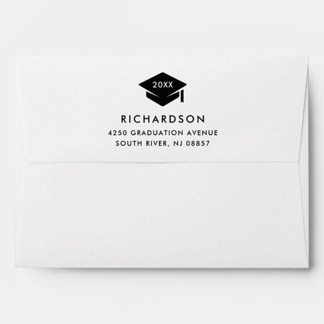 Simple Classic Black and White | Graduation Envelope (Back (Top Flap))