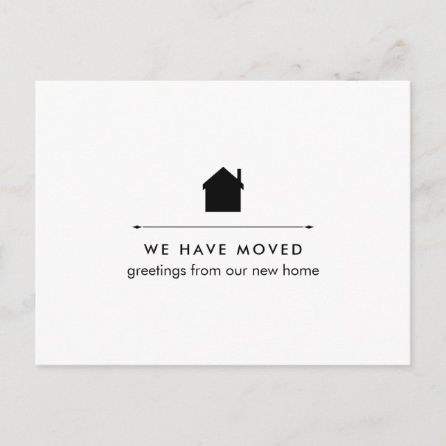 Simple Classic Black and White House | New Address Announcement Postcard (Front)