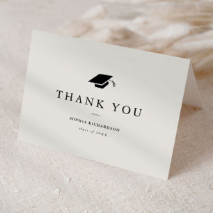 Simple Classic Black and White Photo Graduation Thank You Card