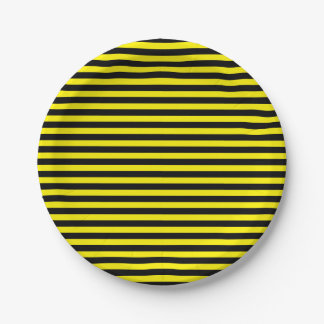 Simple Classic Black and Yellow Striped Paper Plate
