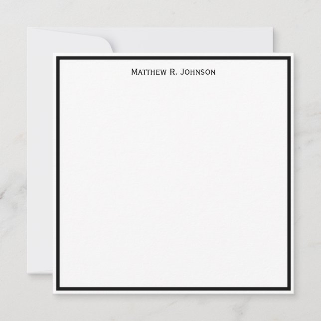 Simple Classic Black Border Custom Square Flat Card (Front)