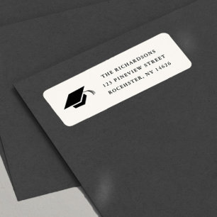 Simple Classic Black Graduation Return Address Label