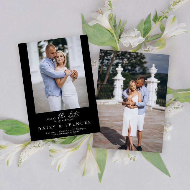 Simple Classic Black Modern Photo Wedding Save The Date (Creator Uploaded)