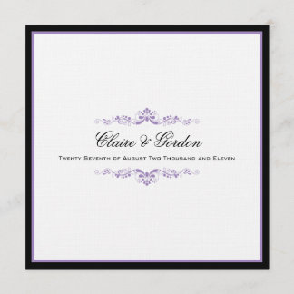 Simple Classic Black & Purple Wedding Invitation