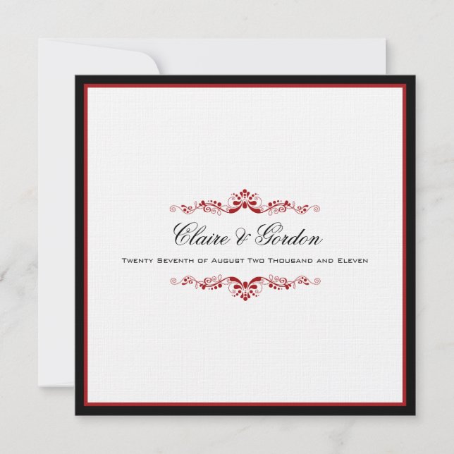 Simple Classic Black & Red Wedding Invitation (Front)