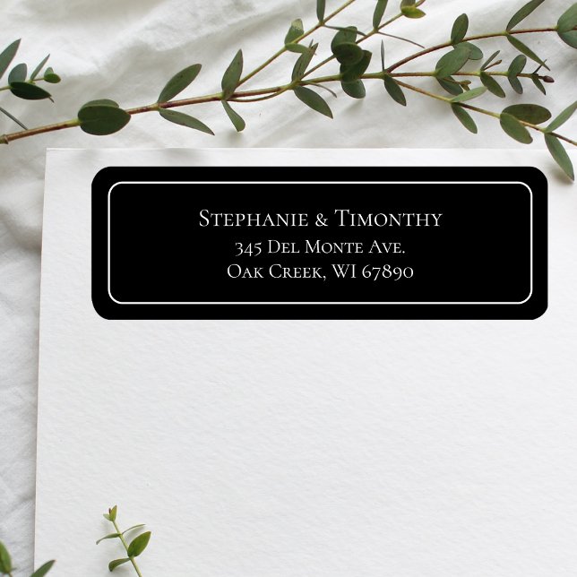Simple Classic Black Wedding Return Address Label (Effortlessly manage wedding correspondence with our simple return labels, ensuring seamless mailing.)
