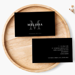 Simple Classic Black & White Monogram Typography Business Card
