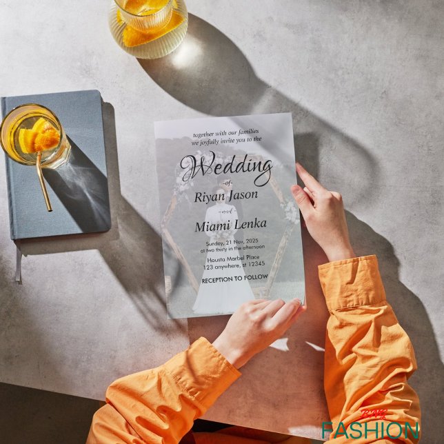 Simple Classic Black & White Overlay Photo Wedding Invitation (Creator Uploaded)