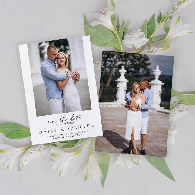 Simple Classic Black & White Photo Wedding Save The Date (Creator Uploaded)