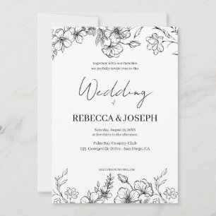 Simple Classic Black & White Wedding Invitation