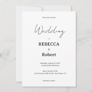Simple Classic Black & White Wedding Invite