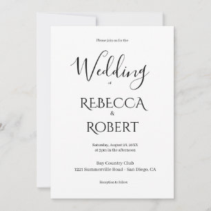 Simple Classic Black & White Wedding Invite