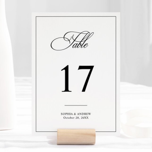 Simple Classic Black & White Wedding Table Number (Creator Uploaded)