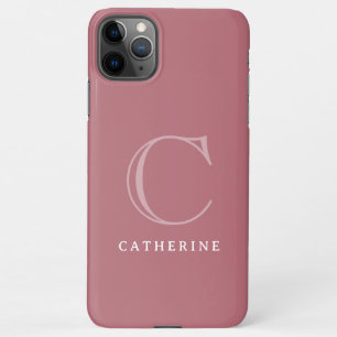 Simple Classic Blush Pink Script Monogram iPhone 11Pro Max Case