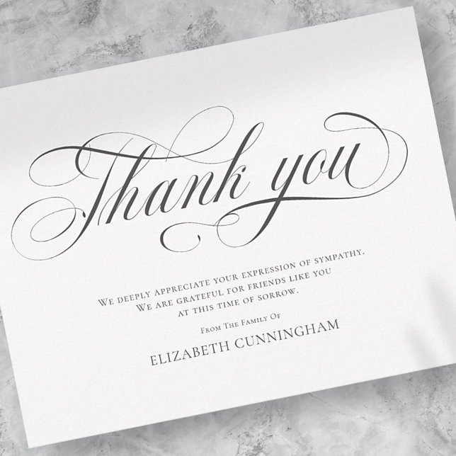 Simple Classic Calligraphy Memorial Thank You Card (Creator Uploaded)