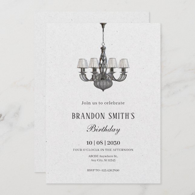 Simple classic chandeliers interor decor  invitation (Front/Back)