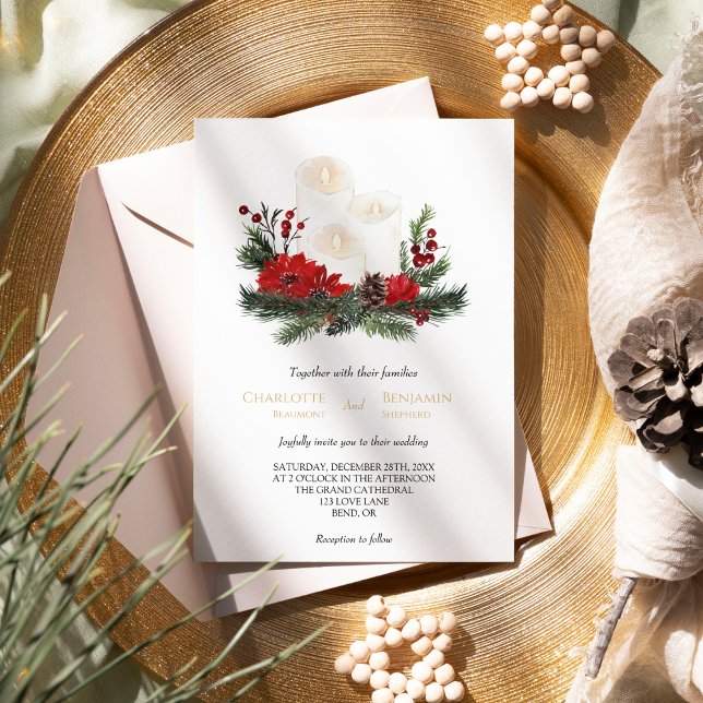 Simple Classic Christmas Formal Minimal Wedding Invitation (Creator Uploaded)