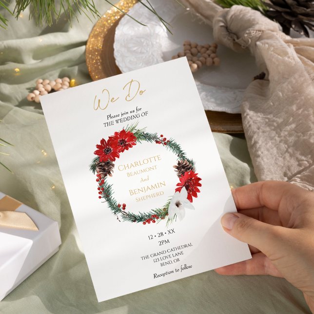 Simple Classic Christmas Modern We Do Wedding Invitation (Creator Uploaded)